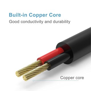 Disscool Cable de clip de tatuaje, cable chapado en oro, 6,35 mm a 5,5 x 2,1 mm
