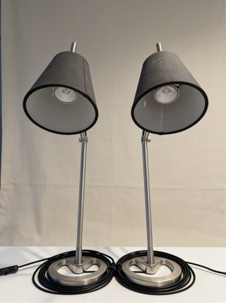 Coppia di Lampade da Tavolo Moderne Tela/Metallo