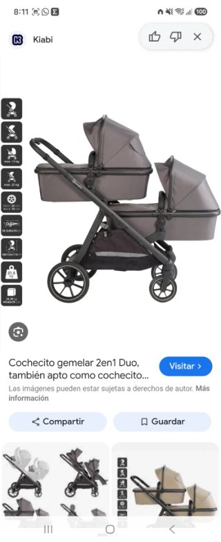 Carro gemelar Baby Go capazo y sillas