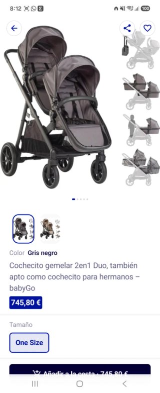 Carro gemelar Baby Go capazo y sillas
