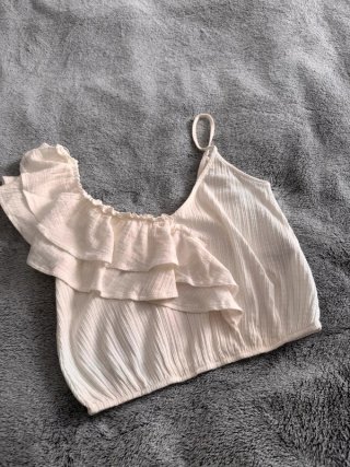 Top corto Zara asimmetrico volant taglia M