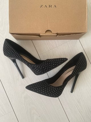 Zapatos Salón Glitter Zara Negros