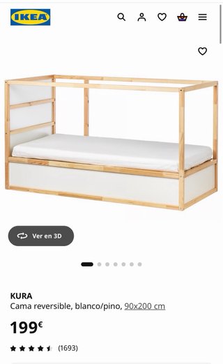 Litera Kura IKEA reversible blanco/pino