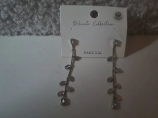 Pendientes Parfois Plata Hojas y Cristales