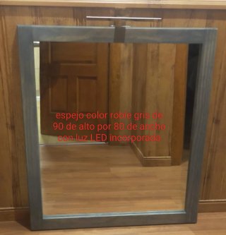Espejo Roble Gris 90x80 con Luz LED
