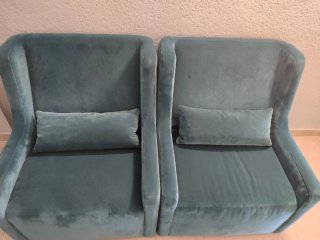 Sillón de terciopelo color teal urgent vender,