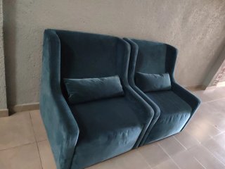 Sillón de terciopelo color teal urgent vender,