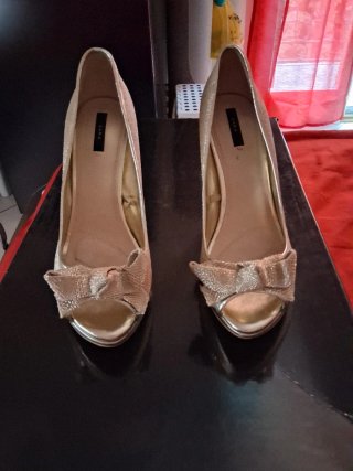 Sandali donna oro con fiocco