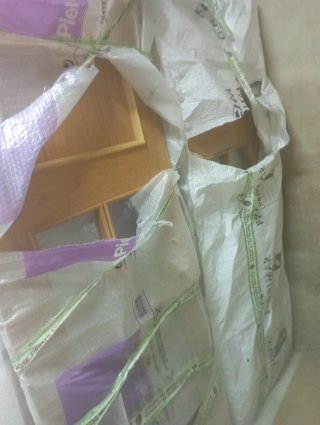 Puerta de roble con cristal biselado