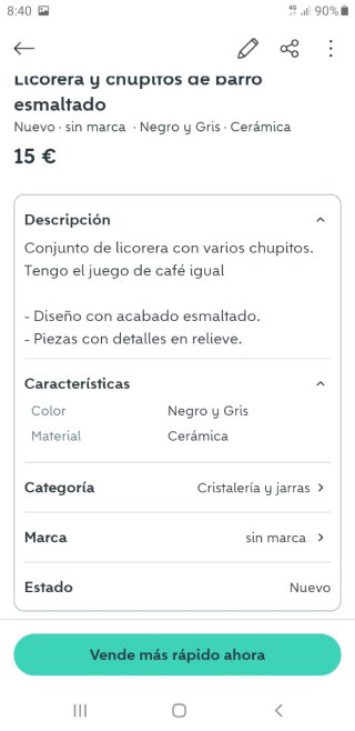 Licorera y chupitos de cerámica esmaltada