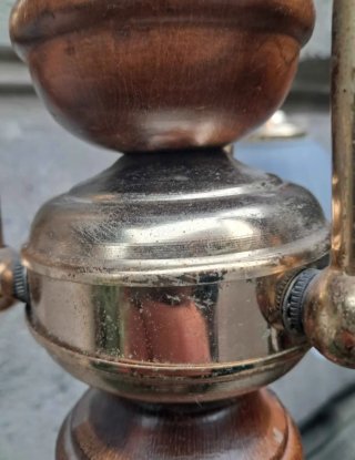Lampadario vintage 3 luci legno e ottone