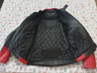 Chaqueta Moto Cuero Negra y Roja Deportiva
