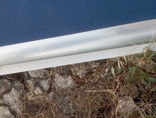 Tenda da sole blu e grigio
