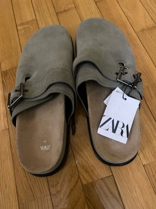 Zuecos Zara Gris Talla 40 Nuevos