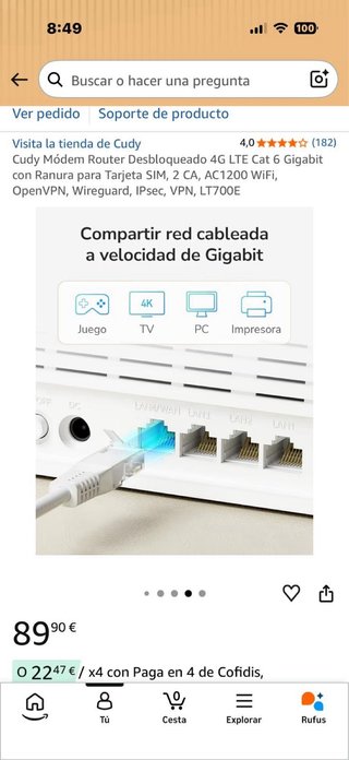 Router Cudy 4G LTE Cat 6 Gigabit