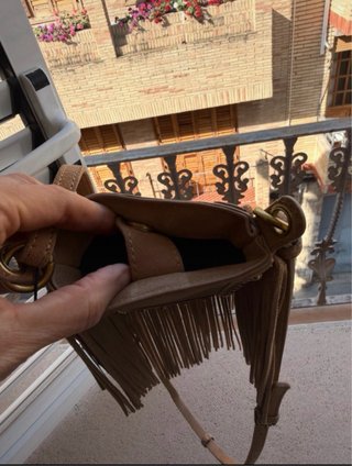 Bolso flecos Zara piel marrón