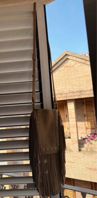 Bolso flecos Zara piel marrón