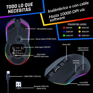 Ratón Gaming KLIM Blaze RGB Inalámbrico