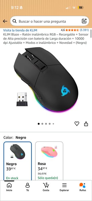 Ratón Gaming KLIM Blaze RGB Inalámbrico