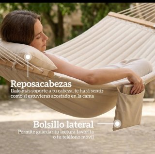 Hamaca Doble Acolchada Beige