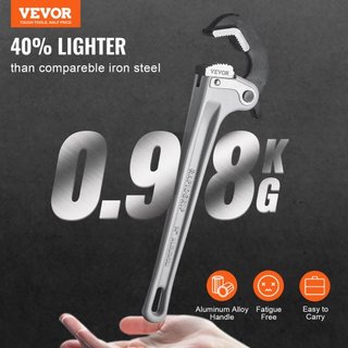 Llave de tubo, llave de tubo recta de aluminio de 14", ajuste automático de mandíbula, llave de plomería ajustable, fácil de llevar, mango ergonómico, diseño colgable, para tuberías de agua, repar...
