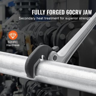 Llave de tubo, llave de tubo recta de aluminio de 14", ajuste automático de mandíbula, llave de plomería ajustable, fácil de llevar, mango ergonómico, diseño colgable, para tuberías de agua, repar...