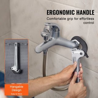 Llave de tubo, llave de tubo recta de aluminio de 14", ajuste automático de mandíbula, llave de plomería ajustable, fácil de llevar, mango ergonómico, diseño colgable, para tuberías de agua, repar...