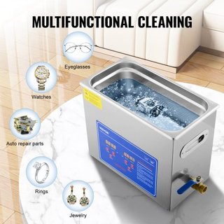 Limpiador Ultrasónico Profesional, Limpiador de Joyería Ultrasónico de 6 L con Temporizador Digital y Calentador, Limpiador Sónico Industrial de Acero Inoxidable de 40kHz para Gafas, Relojes, Anil...