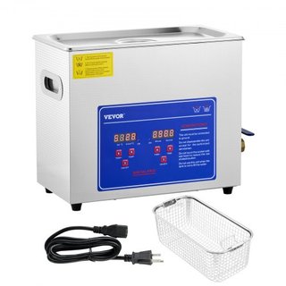 Limpiador Ultrasónico Profesional, Limpiador de Joyería Ultrasónico de 6 L con Temporizador Digital y Calentador, Limpiador Sónico Industrial de Acero Inoxidable de 40kHz para Gafas, Relojes, Anil...