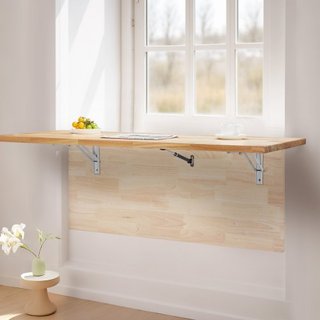 Mesa Plegable Montada en la Pared, Mesa de Montaje en la Pared de 47.2 x 19.7 pulgadas, Escritorio Flotante con Soporte de Hierro, Escritorio Plegable para Espacios Pequeños, Oficina en Casa, Come...