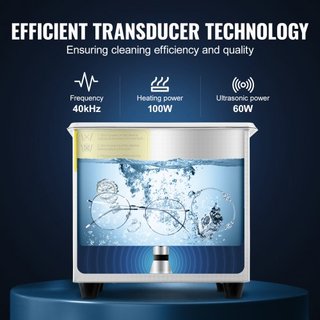 Limpiador Ultrasónico Profesional, Limpiador de Joyería Ultrasónico de 0.3 L con Temporizador Digital y Calentador, Limpiador Sónico Industrial de Acero Inoxidable de 40kHz para Gafas, Relojes, An...