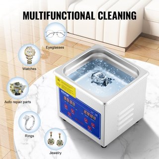 Limpiador Ultrasónico Profesional, Limpiador de Joyería Ultrasónico de 0.3 L con Temporizador Digital y Calentador, Limpiador Sónico Industrial de Acero Inoxidable de 40kHz para Gafas, Relojes, An...