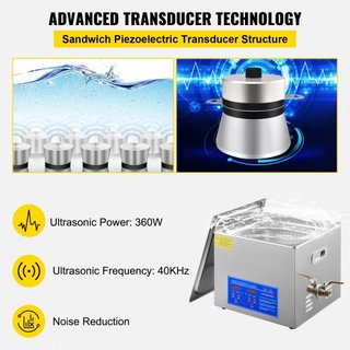 Máquina de Limpieza Ultrasónica de 15L Máquina de Limpieza Ultrasónica de Acero Inoxidable Calentador Digital Temporizador Limpieza de Joyería para Uso Comercial Personal en Casa (15L)
