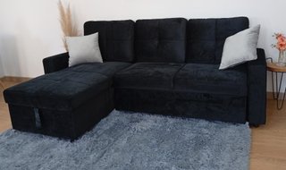 Sofá Cama PAU negro. Chaiselong. Cómodo. ¡OFERTA!