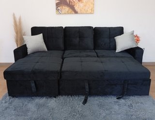 Sofá Cama PAU negro. Chaiselong. Cómodo. ¡OFERTA!