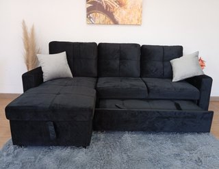 Sofá Cama PAU negro. Chaiselong. Cómodo. ¡OFERTA!