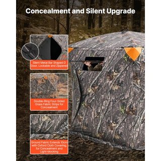 Escondite de Caza, Escondite de 270°, Escondite para Ciervos Pop Up para 2-3 Personas con Bolsa de Transporte, Tienda de Caza Portátil y Resistente, 3 Ventanas Horizontales para Caza de Pavos y Ci...