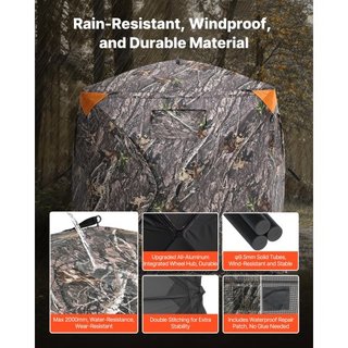 Escondite de Caza, Escondite de 270°, Escondite para Ciervos Pop Up para 2-3 Personas con Bolsa de Transporte, Tienda de Caza Portátil y Resistente, 3 Ventanas Horizontales para Caza de Pavos y Ci...