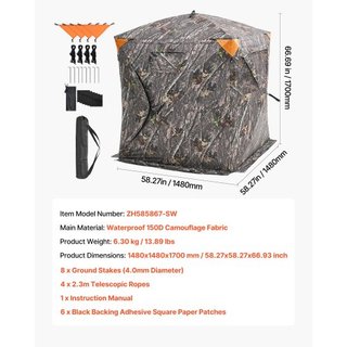 Escondite de Caza, Escondite de 270°, Escondite para Ciervos Pop Up para 2-3 Personas con Bolsa de Transporte, Tienda de Caza Portátil y Resistente, 3 Ventanas Horizontales para Caza de Pavos y Ci...