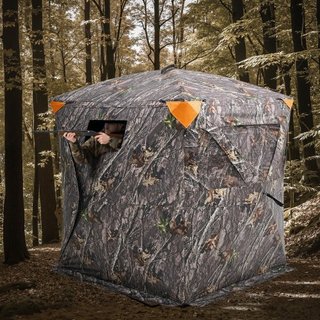 Escondite de Caza, Escondite de 270°, Escondite para Ciervos Pop Up para 2-3 Personas con Bolsa de Transporte, Tienda de Caza Portátil y Resistente, 3 Ventanas Horizontales para Caza de Pavos y Ci...