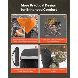 Escondite de Caza, Escondite Terrestre Transparente de 270°, Escondite para Ciervos Plegable para 2-3 Personas con Bolsa de Transporte, Tienda de Caza Portátil y Resistente, Malla Transparente Uni...