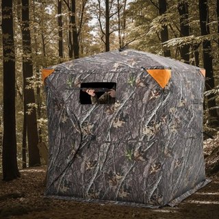 Escondite de Caza, Escondite Terrestre Transparente de 270°, Escondite para Ciervos Plegable para 2-3 Personas con Bolsa de Transporte, Tienda de Caza Portátil y Resistente, Malla Transparente Uni...