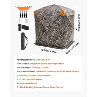 Escondite de Caza, Escondite de 270°, Escondite para 1-2 Personas, Pop Up para Caza de Ciervos con Bolsa de Transporte, Tienda de Caza Portátil y Resistente, 3 Ventanas Horizontales para Caza de P...