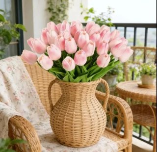 20 Flores Artificiales Tulipan Rosa
