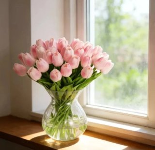 20 Flores Artificiales Tulipan Rosa
