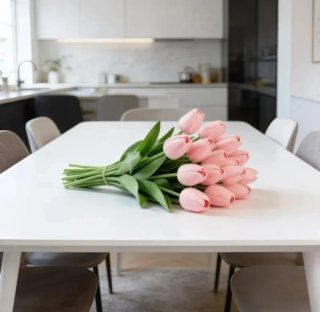 20 Flores Artificiales Tulipan Rosa
