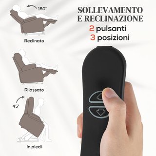 Sillón Eléctrico Elevador Reclinable 150°, Sillón Relax Eléctrico en Tela para Ancianos Con 8 Puntos de Masaje, Calefacción, Puerto USB, Mandos a Distancia, Reposapiés, Bolsillos Laterales, Marrón