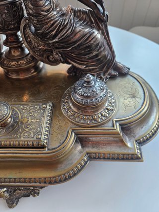 Antigua escribanía S.XIX.no plata.2 caras.Completa