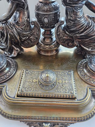 Antigua escribanía S.XIX.no plata.2 caras.Completa