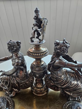 Antigua escribanía S.XIX.no plata.2 caras.Completa
